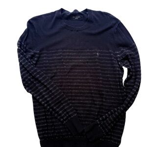 All Saints Men's Black and Gray Crewneck Sweater
